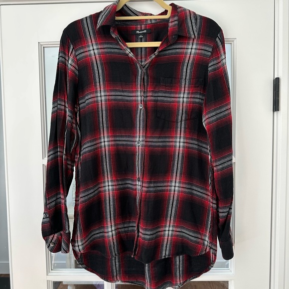 Madewell red and black flannel size M - Picture 3 of 6